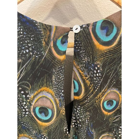 Show Me Your Mumu Peacock Tunic Blouse XS Peasant Sleeves Flowy Chiffon Boho - Picture 6 of 10